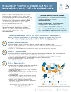 Fact Sheet: Innovation in Maternal Depression and Anxiety: Medicaid Initiatives in California and Nationwide Summary