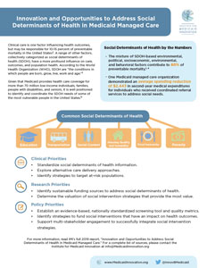 Fact Sheet: Innovation and Opportunities to Address Social Determinants of Health in Medicaid Managed Care Summary