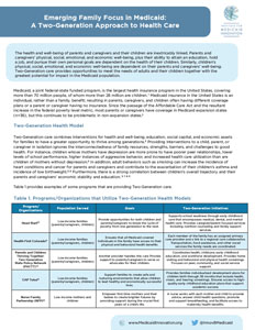 Fact Sheet: Emerging Family Focus in Medicaid: A Two-Generation Approach to Health Care