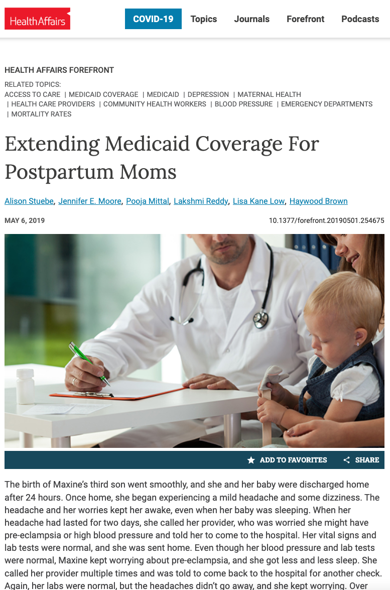 Article: Extending Medicaid Coverage for Postpartum Moms