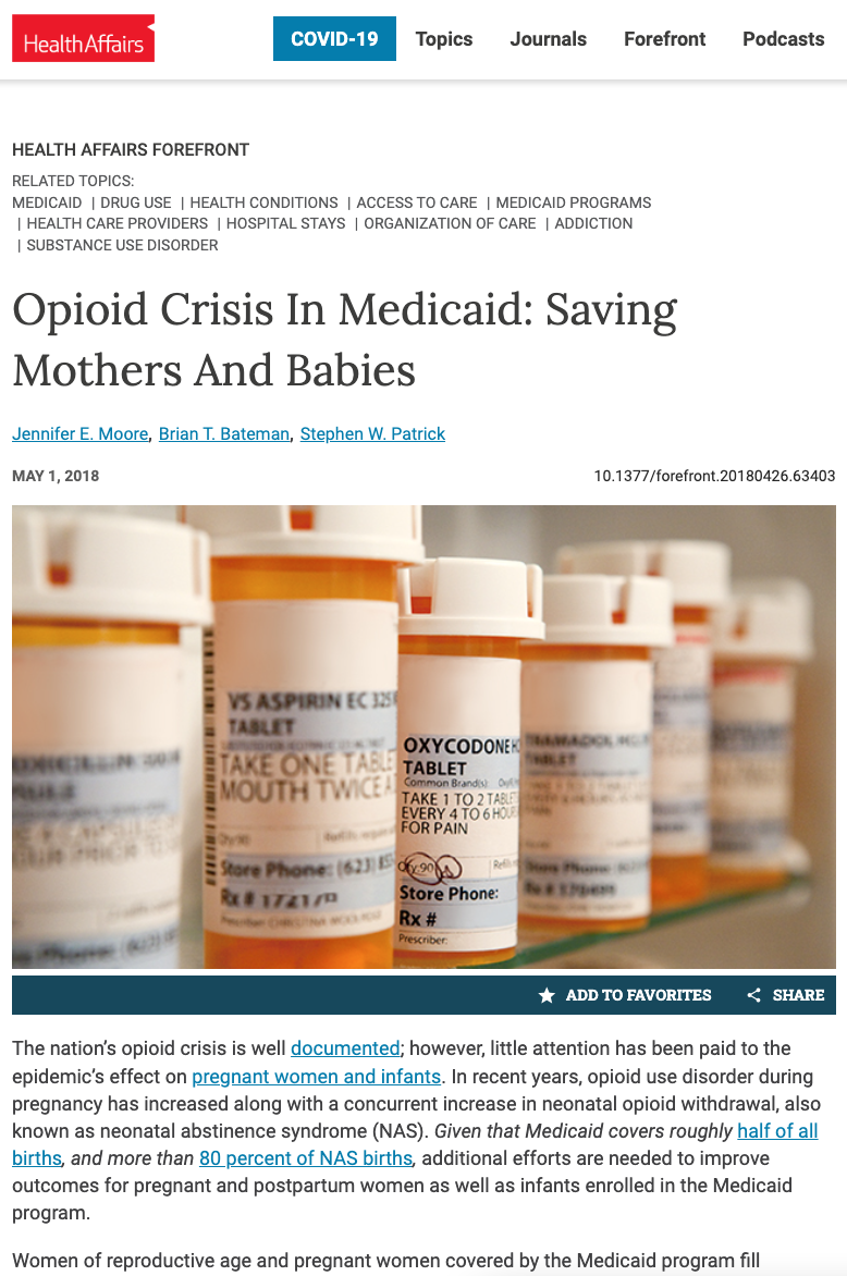 Article: Opioid Crisis in Medicaid: Saving Mothers and Babies