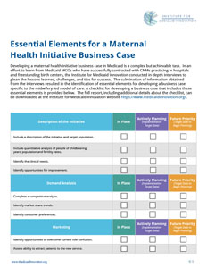 Checklist: Essential Elements for a Maternal Health Initiative Business Case