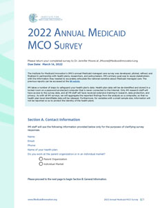 2022 Annual Medicaid MCO Survey Instrument