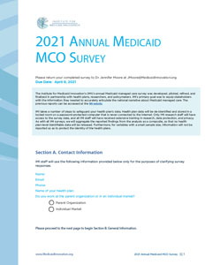 2021 Annual Medicaid MCO Survey Instrument