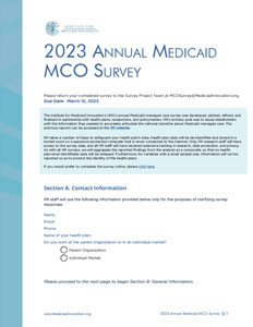 2023 Annual Medicaid MCO Survey Instrument