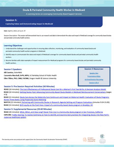 Learning  Series Session 5: Capturing Value and Demonstrating Impact in Medicaid