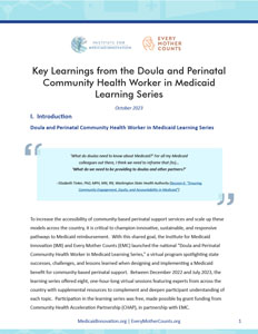 Report : Key Learnings from the Doula and Perinatal Community Health Worker in Medicaid Learning Series