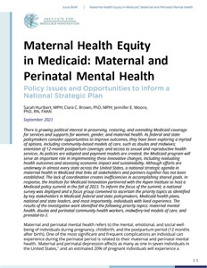 Issue  Brief: Maternal Health Equity in Medicaid:  Maternal and Perinatal Mental Health