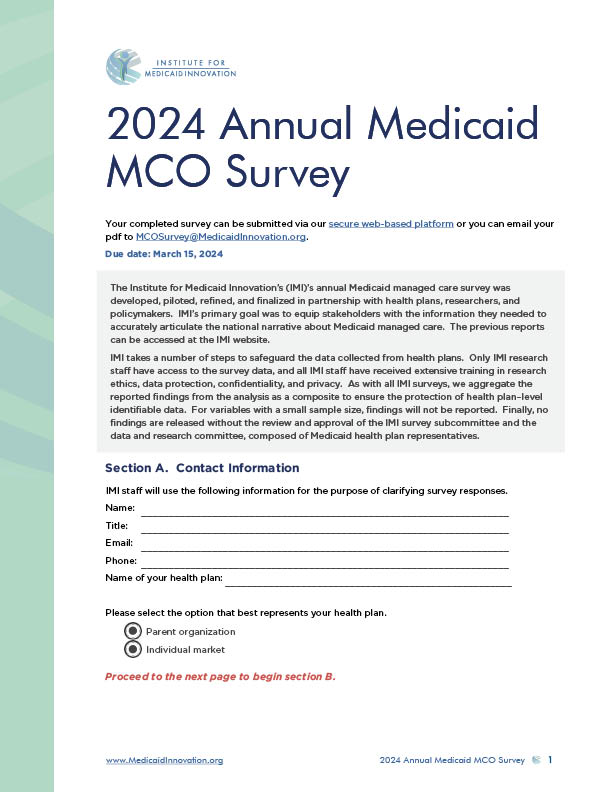 IMI 2024 Annual Medicaid MCO Survey