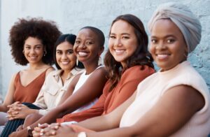 Group of diverse young women